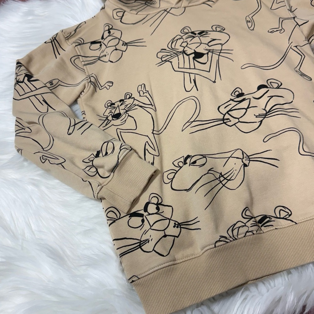 H&M Pink Panther All Over Print Pullover Tan Hoodie - Boys Size 6X-7 - Picture 5 of 14